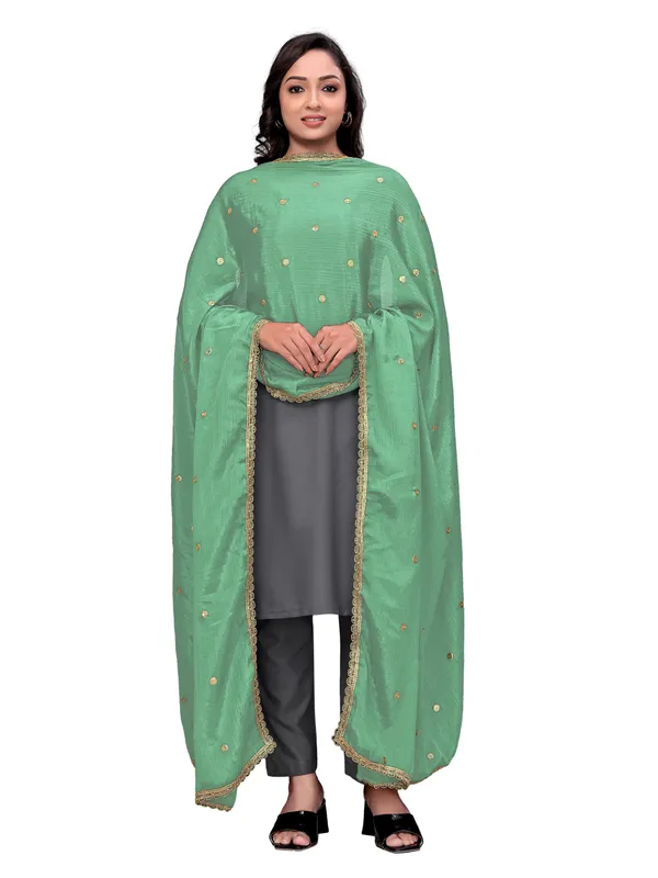 Chinon_Sequin_Butti_Dupatta_With_Scalloped_Zari_Lace_Border_Pista_Green
