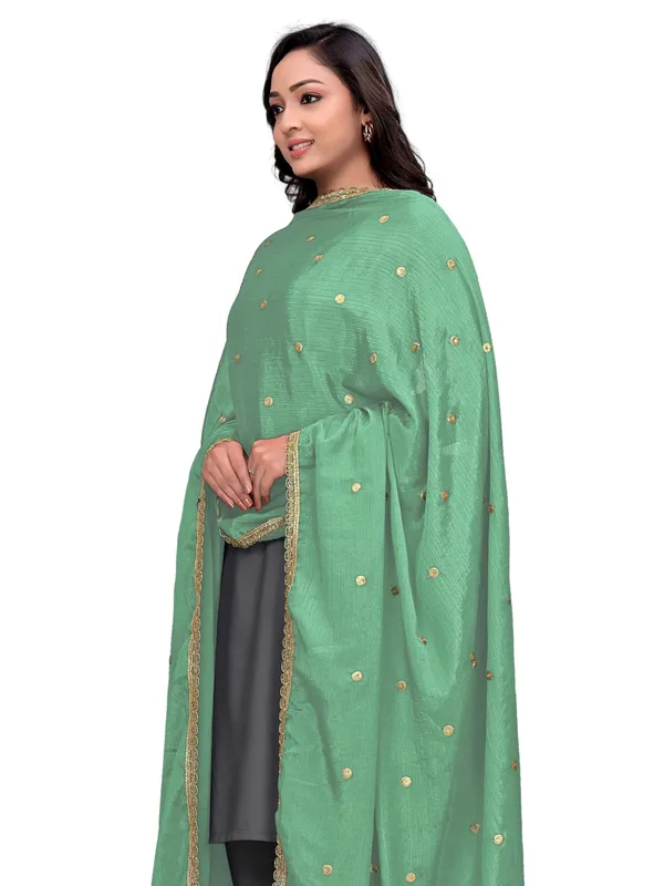 Chinon_Sequin_Butti_Dupatta_With_Scalloped_Zari_Lace_Border_Pista_Green