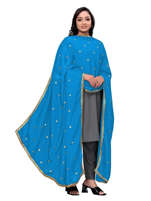 Chinon_Sequin_Butti_Dupatta_With_Scalloped_Zari_Lace_Border_Sky_Blue