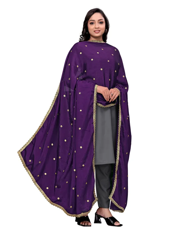 Chinon_Sequin_Butti_Dupatta_With_Scalloped_Zari_Lace_Border_Wine