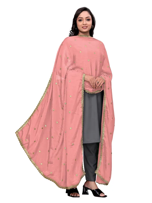 Chinon_Sequin_Butti_Dupatta_With_Scalloped_Zari_Lace_Border_Peach