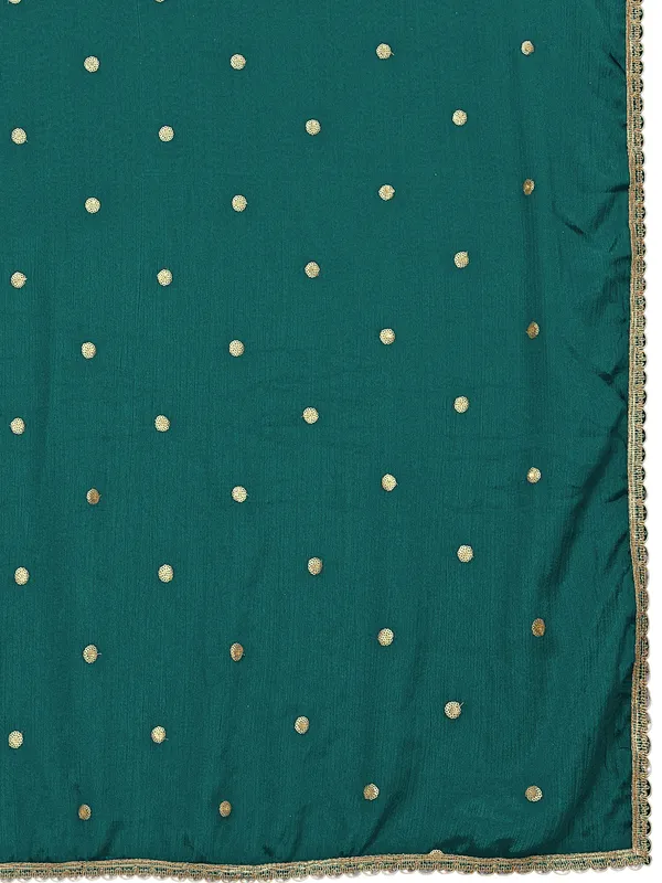 Chinon_Sequin_Butti_Dupatta_With_Scalloped_Zari_Lace_Border_Rama_Green