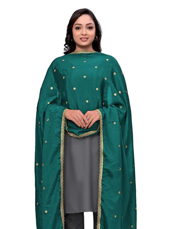 Chinon_Sequin_Butti_Dupatta_With_Scalloped_Zari_Lace_Border_Rama_Green