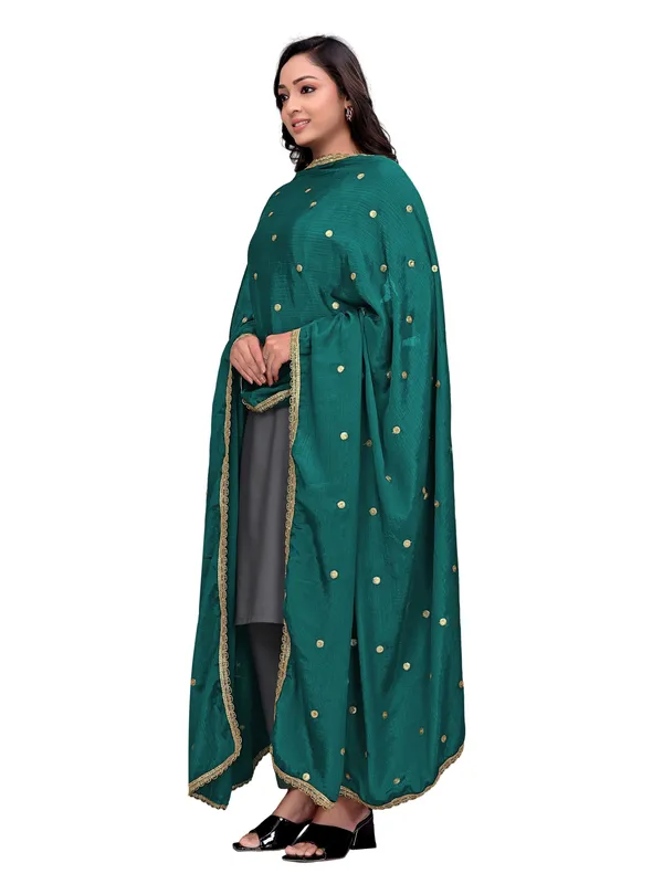 Chinon_Sequin_Butti_Dupatta_With_Scalloped_Zari_Lace_Border_Rama_Green