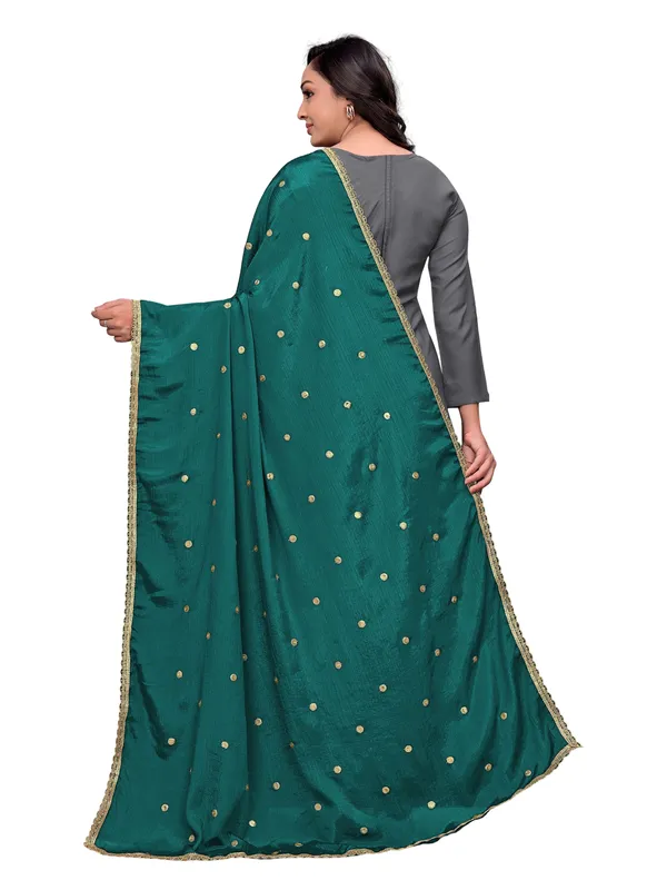 Chinon_Sequin_Butti_Dupatta_With_Scalloped_Zari_Lace_Border_Rama_Green