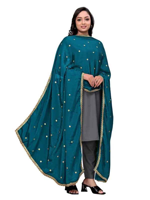 Chinon_Sequin_Butti_Dupatta_With_Scalloped_Zari_Lace_Border_Kerosin_Blue