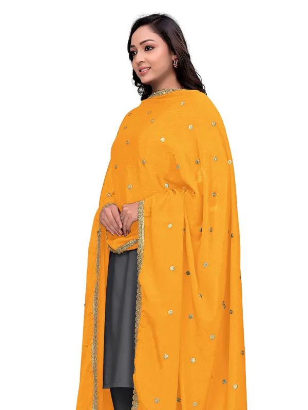 Chinon_Sequin_Butti_Dupatta_With_Scalloped_Zari_Lace_Border_Yellow