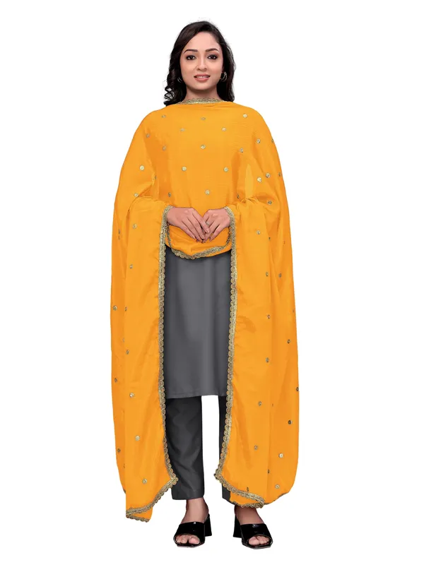 Chinon_Sequin_Butti_Dupatta_With_Scalloped_Zari_Lace_Border_Yellow
