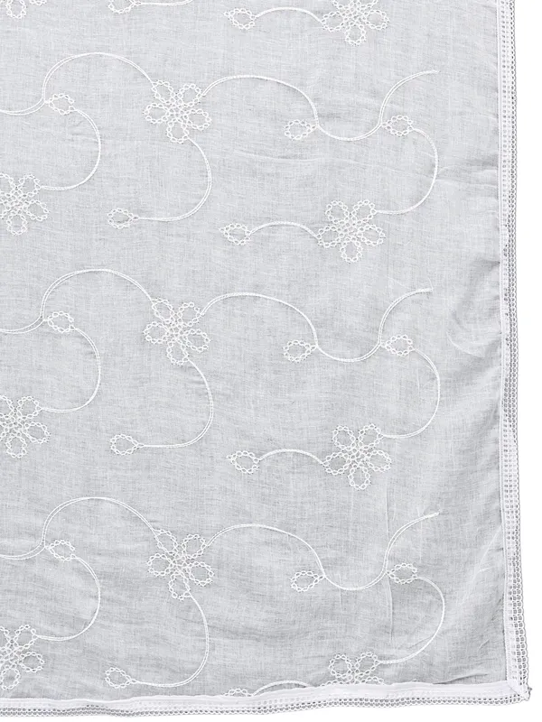 Cotton_Embroidered_Dupatta_With_Floral_Jaal_Lace_Border_White