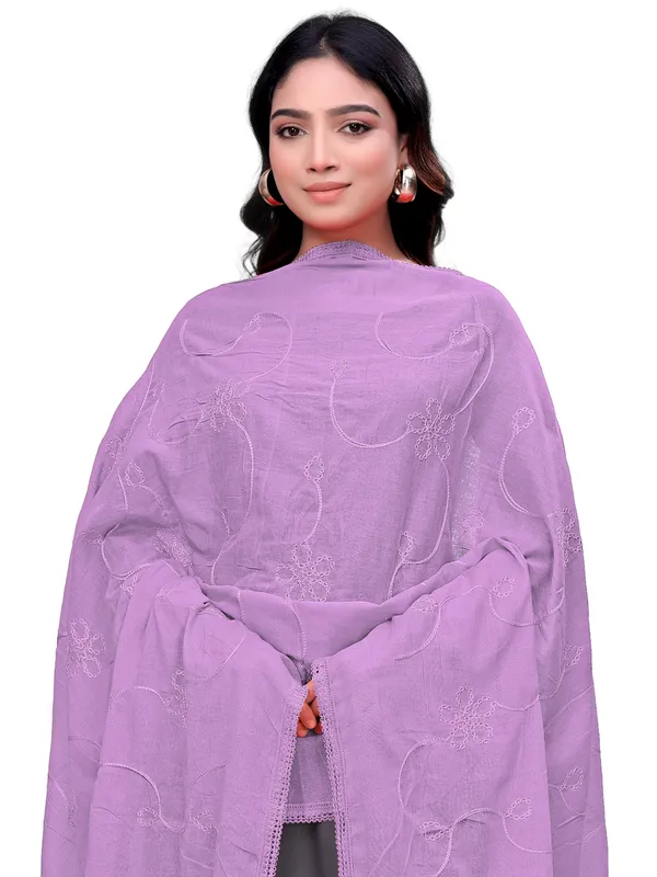 Cotton_Embroidered_Dupatta_With_Floral_Jaal_Lace_Border_Lavender