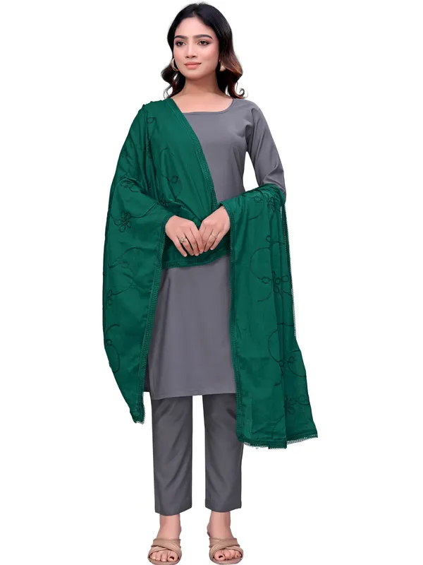 Cotton_Embroidered_Dupatta_With_Floral_Jaal_Lace_Border_Green