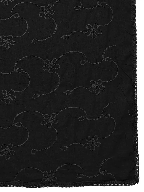 Cotton_Embroidered_Dupatta_With_Floral_Jaal_Lace_Border_Black