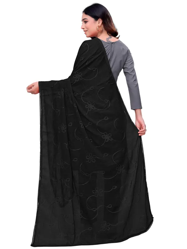 Cotton_Embroidered_Dupatta_With_Floral_Jaal_Lace_Border_Black