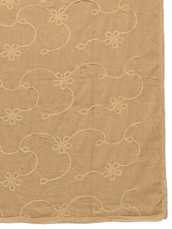 Cotton_Embroidered_Dupatta_With_Floral_Jaal_Lace_Border_Gold