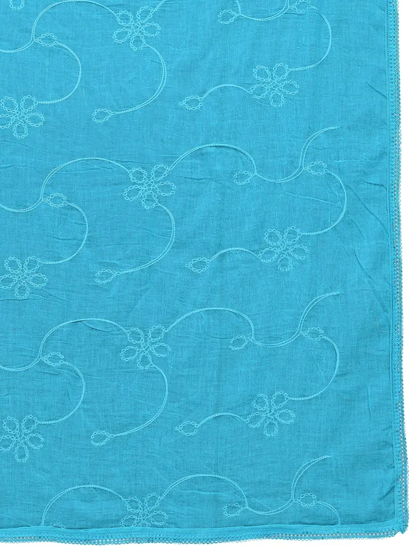 Cotton_Embroidered_Dupatta_With_Floral_Jaal_Lace_Border_Sky_Blue