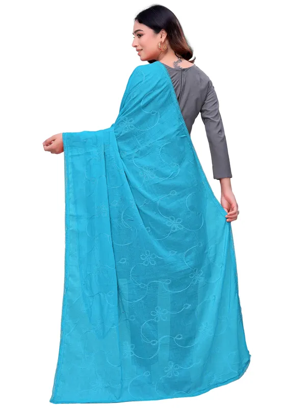 Cotton_Embroidered_Dupatta_With_Floral_Jaal_Lace_Border_Sky_Blue