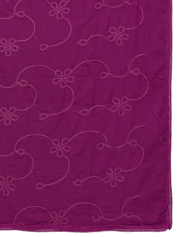 Cotton_Embroidered_Dupatta_With_Floral_Jaal_Lace_Border_Wine