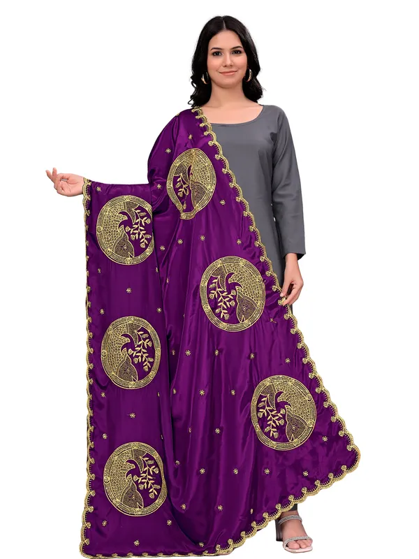 Crepe_Art_Silk_Dupatta_With_Zari_Embroidered_Fish_Motifs_Wine
