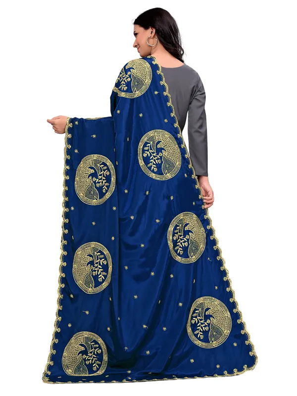 Crepe_Art_Silk_Dupatta_With_Zari_Embroidered_Fish_Motifs_Navy_Blue