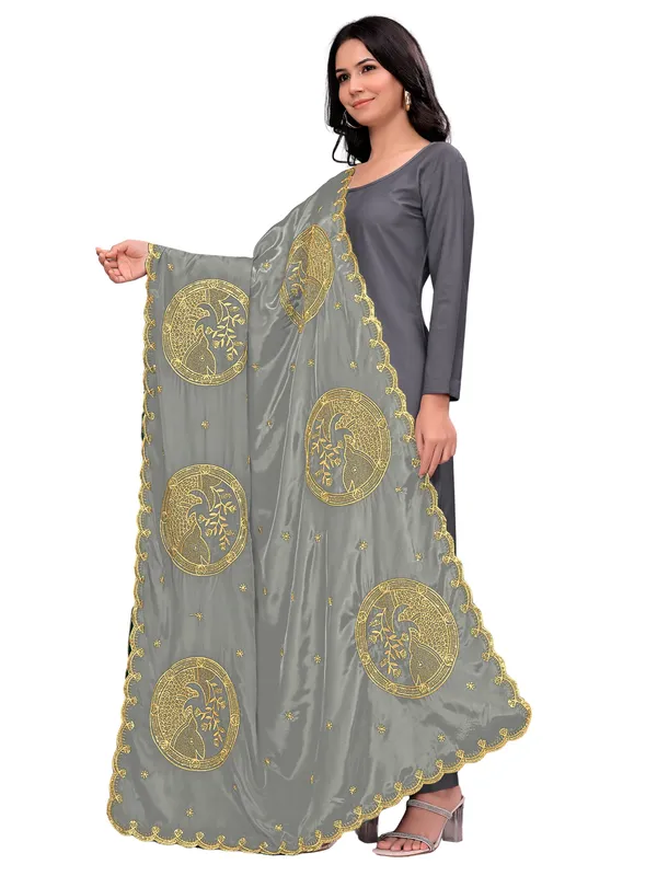 Crepe_Art_Silk_Dupatta_With_Zari_Embroidered_Fish_Motifs_Grey