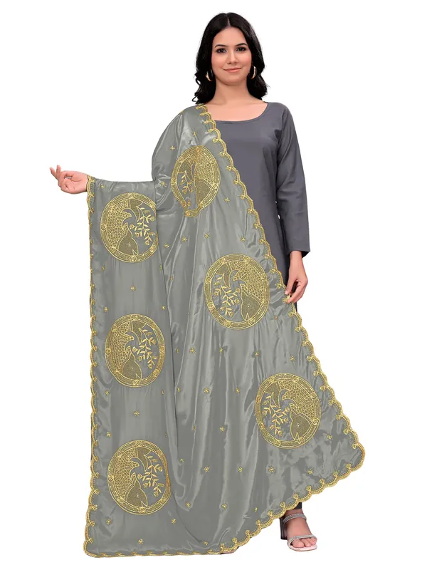 Crepe_Art_Silk_Dupatta_With_Zari_Embroidered_Fish_Motifs_Grey