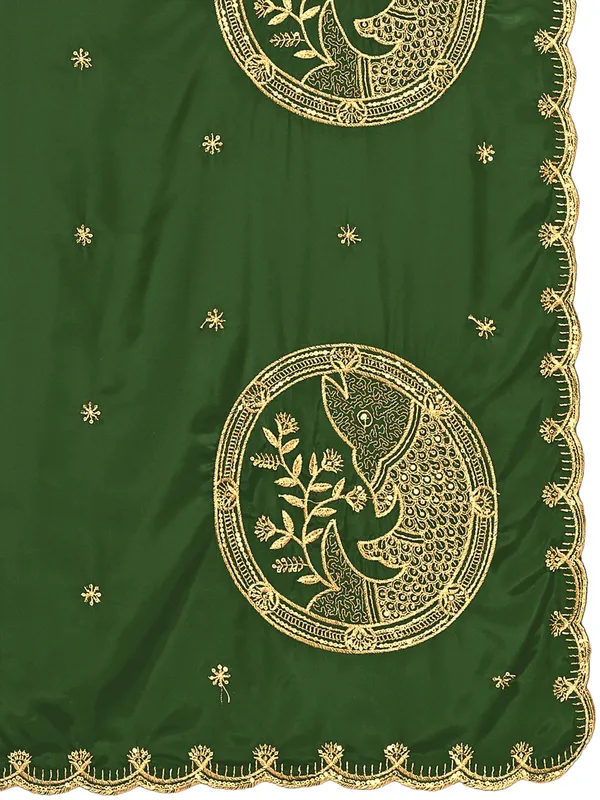 Crepe_Art_Silk_Dupatta_With_Zari_Embroidered_Fish_Motifs_Mahendi_Green