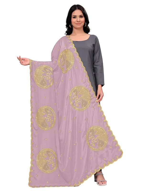 Crepe_Art_Silk_Dupatta_With_Zari_Embroidered_Fish_Motifs_Onion_Pink