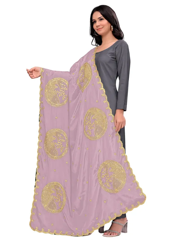Crepe_Art_Silk_Dupatta_With_Zari_Embroidered_Fish_Motifs_Onion_Pink