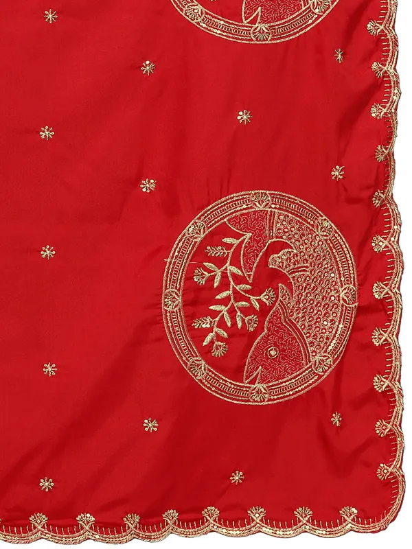 Crepe_Art_Silk_Dupatta_With_Zari_Embroidered_Fish_Motifs_Red