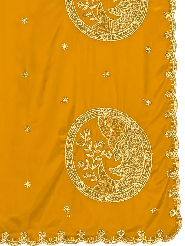 Crepe_Art_Silk_Dupatta_With_Zari_Embroidered_Fish_Motifs_Mustard_Yellow