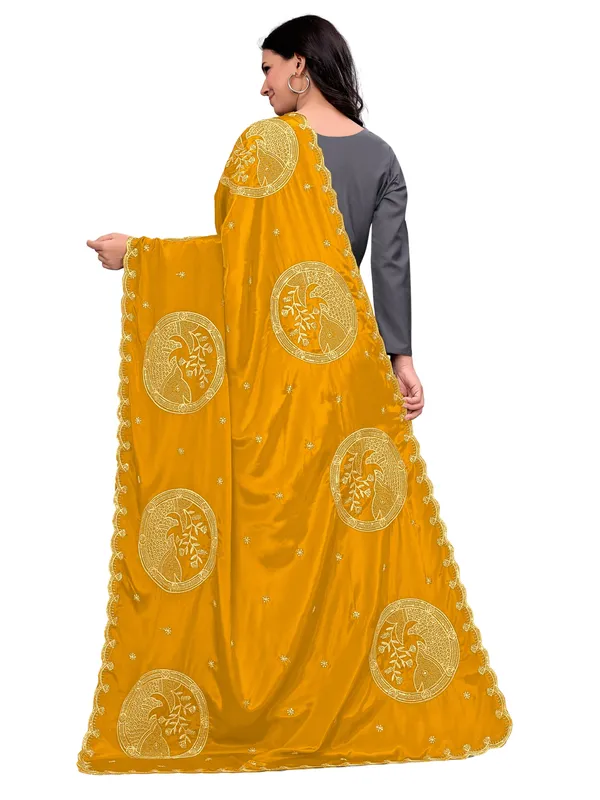 Crepe_Art_Silk_Dupatta_With_Zari_Embroidered_Fish_Motifs_Mustard_Yellow