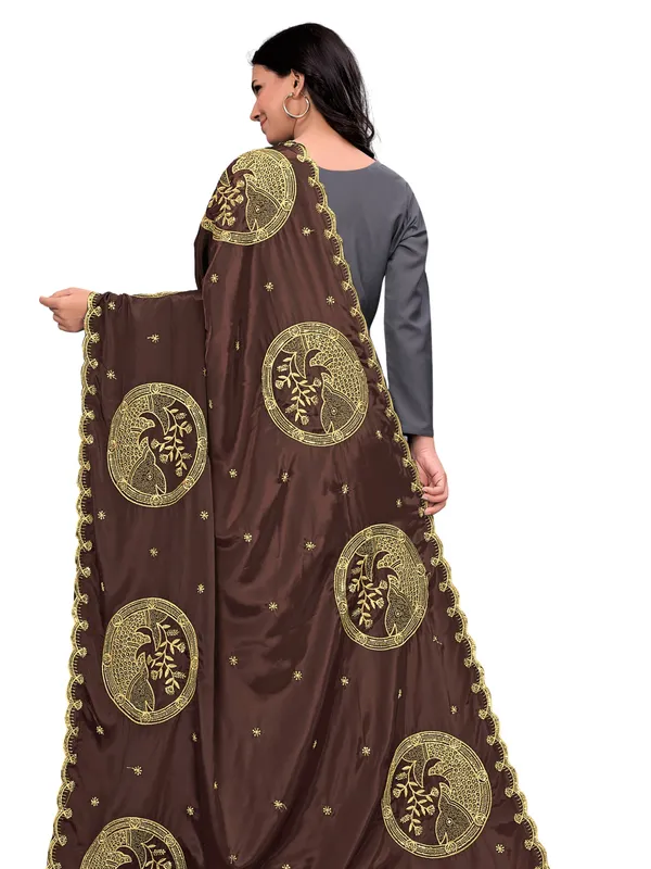 Crepe_Art_Silk_Dupatta_With_Zari_Embroidered_Fish_Motifs_Brown