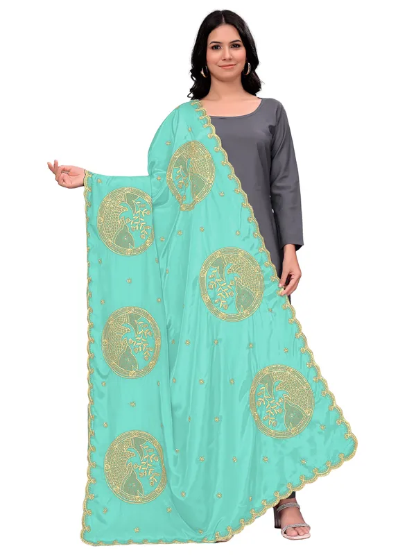 Crepe_Art_Silk_Dupatta_With_Zari_Embroidered_Fish_Motifs_Sky_Blue