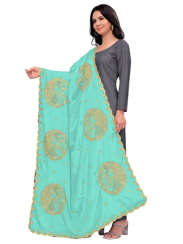 Crepe_Art_Silk_Dupatta_With_Zari_Embroidered_Fish_Motifs_Sky_Blue