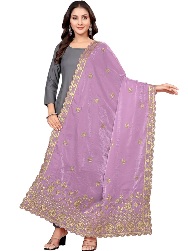 Art_Silk_Dupatta_With_Heavy_Zari_Sequin_Embroidered_Border_Onion_Pink