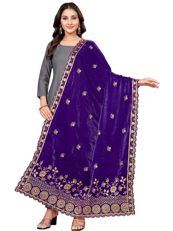 Art_Silk_Dupatta_With_Heavy_Zari_Sequin_Embroidered_Border_Navy_Blue