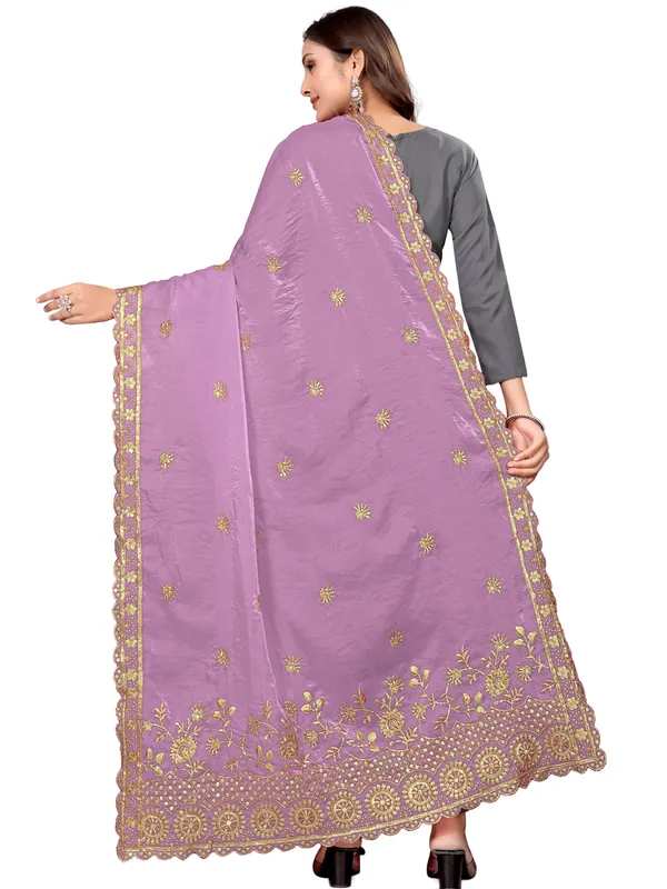Art_Silk_Dupatta_With_Heavy_Zari_Sequin_Embroidered_Border_Lavender