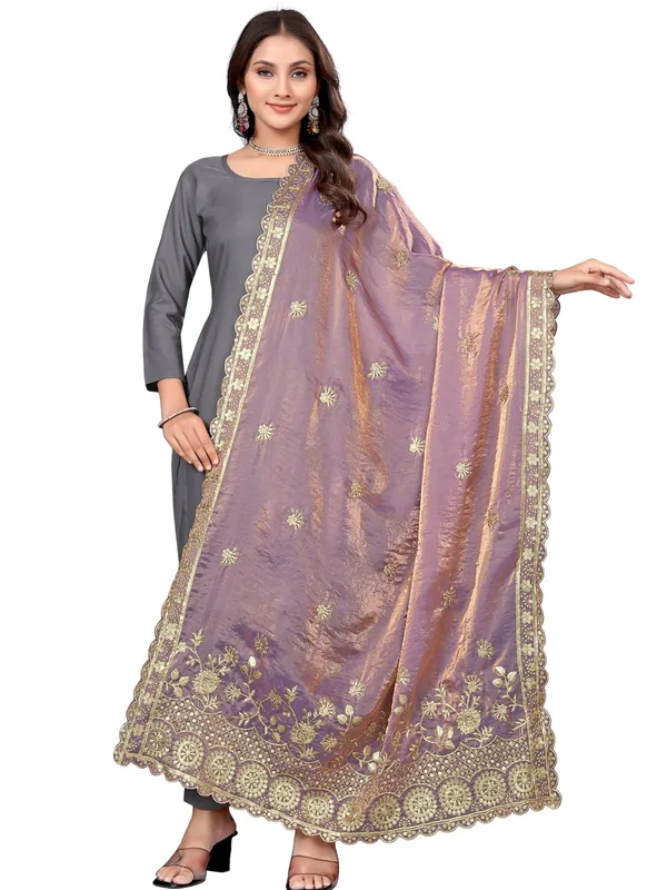 Art_Silk_Dupatta_With_Heavy_Zari_Sequin_Embroidered_Border_Lavender