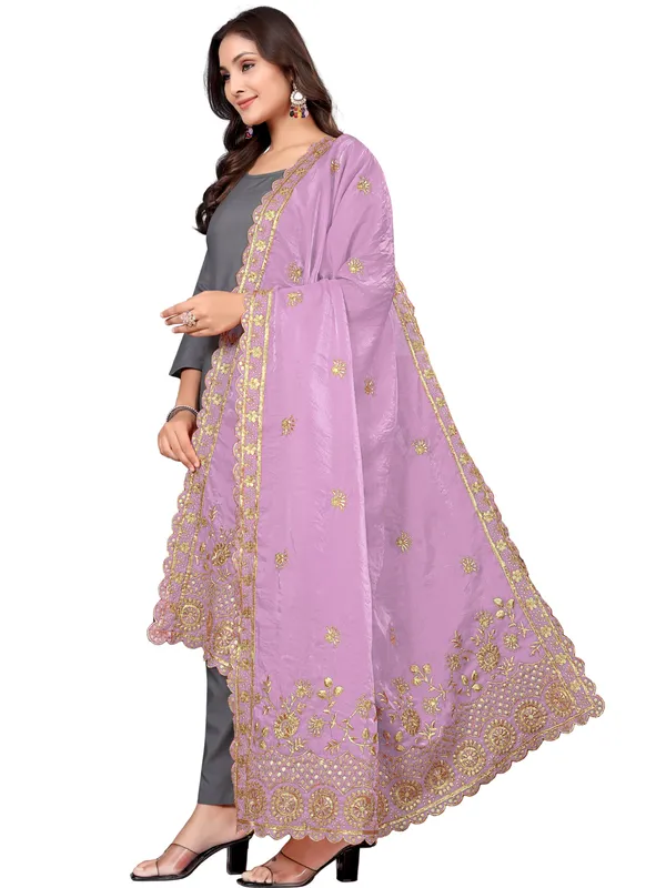 Art_Silk_Dupatta_With_Heavy_Zari_Sequin_Embroidered_Border_Lavender