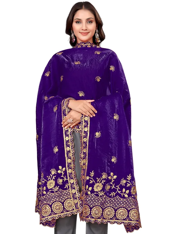 Art_Silk_Dupatta_With_Heavy_Zari_Sequin_Embroidered_Border_Lavender