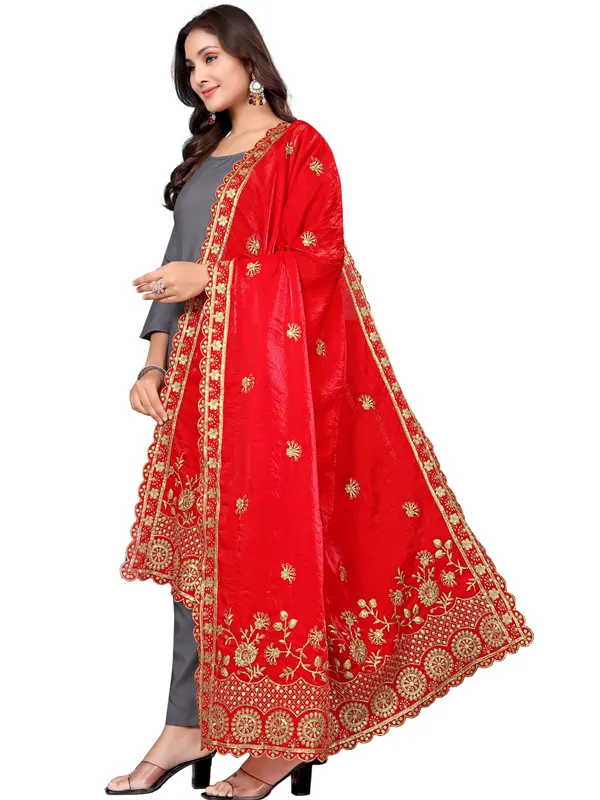 Art_Silk_Dupatta_With_Heavy_Zari_Sequin_Embroidered_Border_Lavender