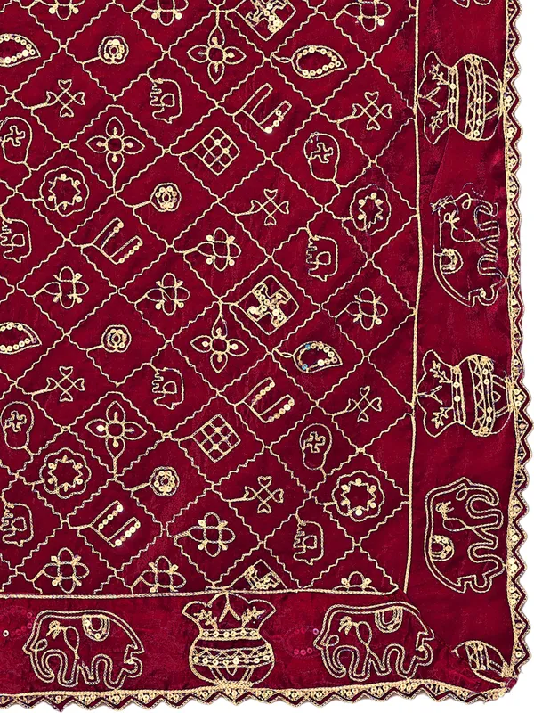 Art_Silk_Embroidered_Dupatta_With_Elephant_Kalash_Motifs_Maroon