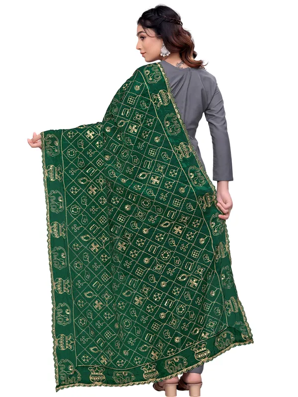 Art_Silk_Embroidered_Dupatta_With_Elephant_Kalash_Motifs_Green