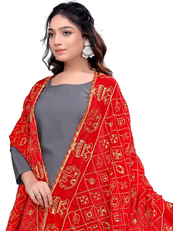 Art_Silk_Embroidered_Dupatta_With_Elephant_Kalash_Motifs_Red