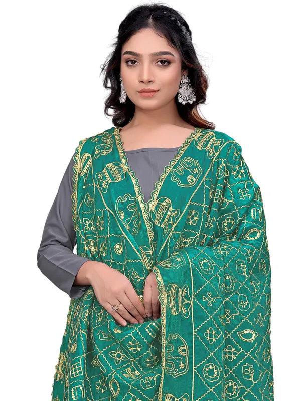 Art_Silk_Embroidered_Dupatta_With_Elephant_Kalash_Motifs_Rama_Green