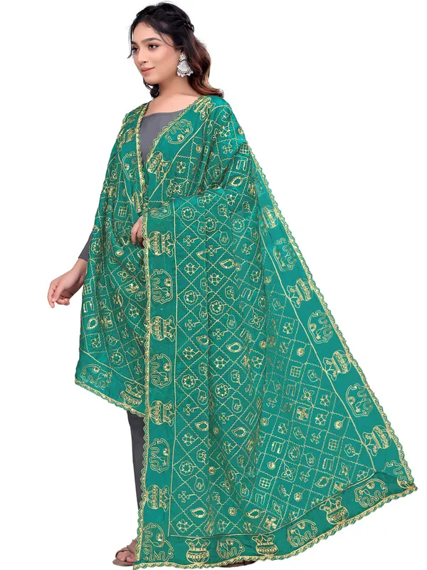 Art_Silk_Embroidered_Dupatta_With_Elephant_Kalash_Motifs_Rama_Green