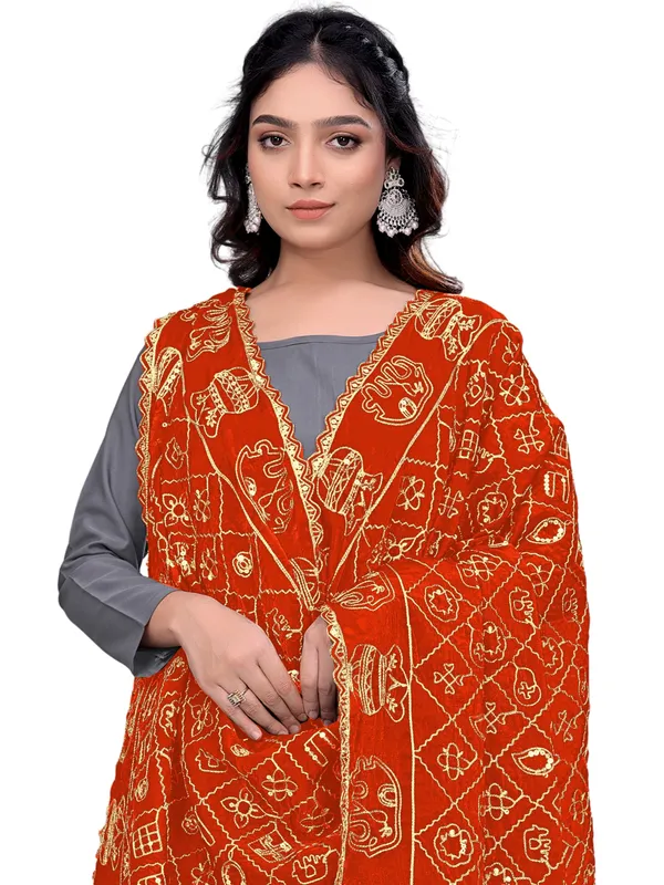 Art_Silk_Embroidered_Dupatta_With_Elephant_Kalash_Motifs_Rust