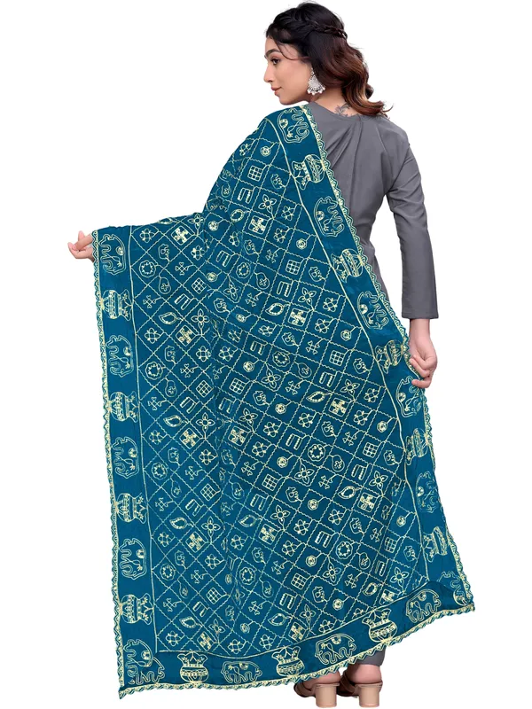 Art_Silk_Embroidered_Dupatta_With_Elephant_Kalash_Motifs_Kerosin_Blue