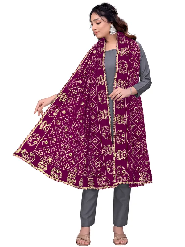 Art_Silk_Embroidered_Dupatta_With_Elephant_Kalash_Motifs_Wine