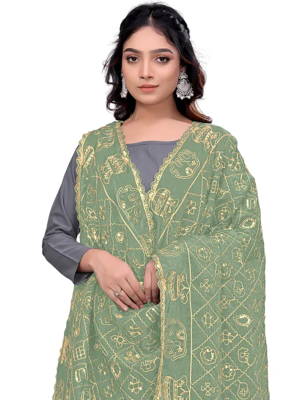 Art_Silk_Embroidered_Dupatta_With_Elephant_Kalash_Motifs_Pista_Green